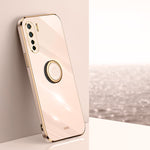 Custodia antiurto in TPU con bordo in oro placcato 6D dritto XINLI con supporto per anello, For OPPO A55 5G, For OPPO A72, For OPPO A91