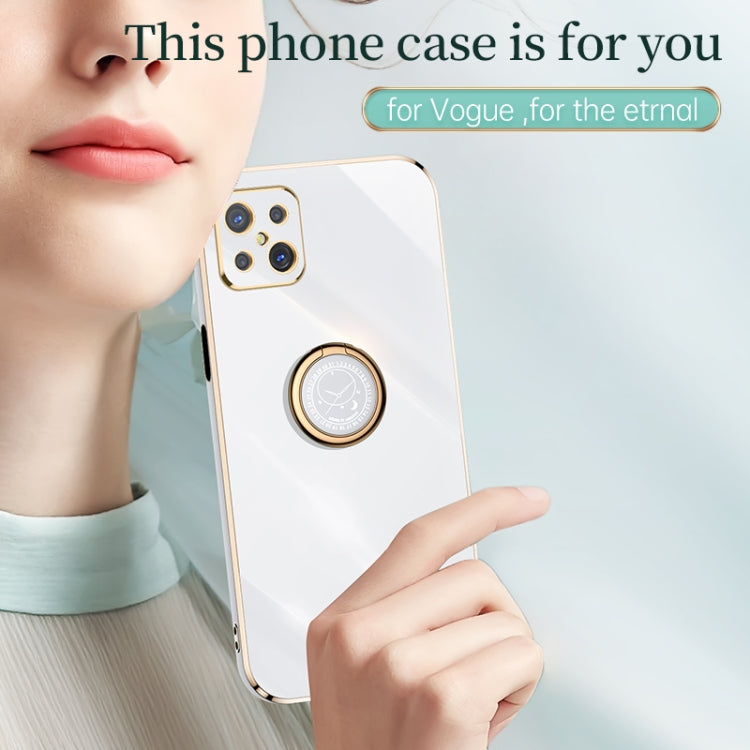 Custodia antiurto in TPU con bordo in oro placcato 6D dritto XINLI con supporto per anello, For OPPO A92s, For OPPO A93, For OPPO F11