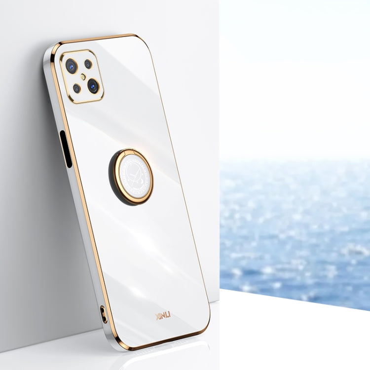 Custodia antiurto in TPU con bordo in oro placcato 6D dritto XINLI con supporto per anello, For OPPO A92s, For OPPO A93, For OPPO F11