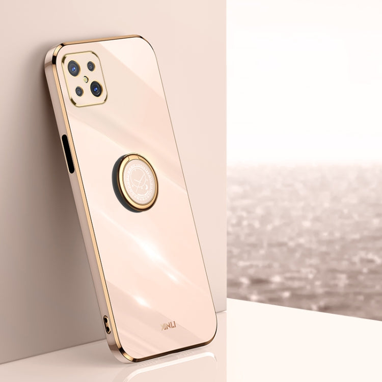 Custodia antiurto in TPU con bordo in oro placcato 6D dritto XINLI con supporto per anello, For OPPO A92s, For OPPO A93, For OPPO F11
