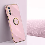 Custodia antiurto in TPU con bordo in oro placcato 6D dritto XINLI con supporto per anello, For OPPO A92s, For OPPO A93, For OPPO F11