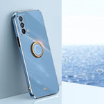Custodia antiurto in TPU con bordo in oro placcato 6D dritto XINLI con supporto per anello, For OPPO A92s, For OPPO A93, For OPPO F11
