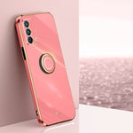 Custodia antiurto in TPU con bordo in oro placcato 6D dritto XINLI con supporto per anello, For OPPO A92s, For OPPO A93, For OPPO F11