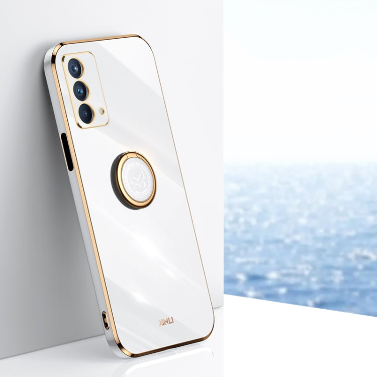 Custodia antiurto in TPU con bordo in oro placcato 6D dritto XINLI con supporto per anello, For OPPO A92s, For OPPO A93, For OPPO F11
