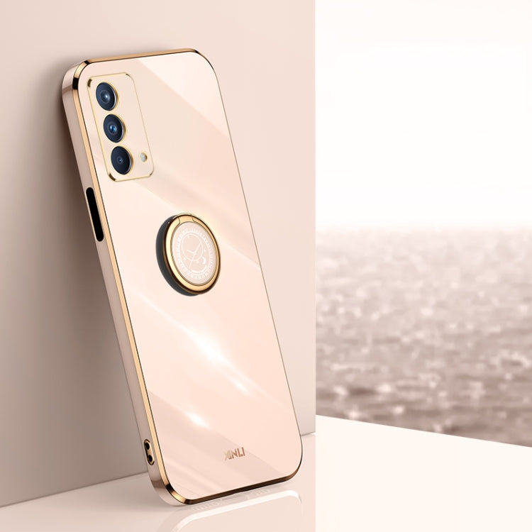Custodia antiurto in TPU con bordo in oro placcato 6D dritto XINLI con supporto per anello, For OPPO A92s, For OPPO A93, For OPPO F11