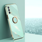 Custodia antiurto in TPU con bordo in oro placcato 6D dritto XINLI con supporto per anello, For OPPO A92s, For OPPO A93, For OPPO F11
