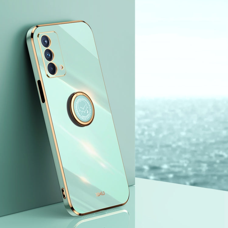 Custodia antiurto in TPU con bordo in oro placcato 6D dritto XINLI con supporto per anello, For OPPO A92s, For OPPO A93, For OPPO F11