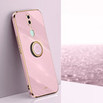 Custodia antiurto in TPU con bordo in oro placcato 6D dritto XINLI con supporto per anello, For OPPO A92s, For OPPO A93, For OPPO F11