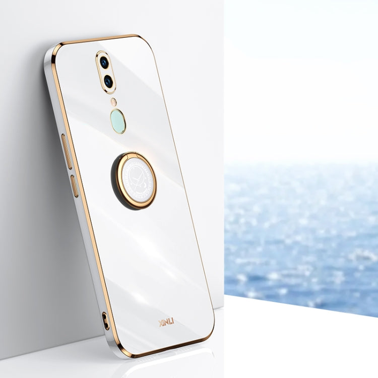 Custodia antiurto in TPU con bordo in oro placcato 6D dritto XINLI con supporto per anello, For OPPO A92s, For OPPO A93, For OPPO F11