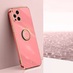 Custodia antiurto in TPU con bordo in oro placcato 6D dritto XINLI con supporto per anello, For OPPO Find X3 Pro, For OPPO K9, For OPPO Reno4