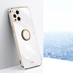 Custodia antiurto in TPU con bordo in oro placcato 6D dritto XINLI con supporto per anello, For OPPO Find X3 Pro, For OPPO K9, For OPPO Reno4