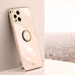 Custodia antiurto in TPU con bordo in oro placcato 6D dritto XINLI con supporto per anello, For OPPO Find X3 Pro, For OPPO K9, For OPPO Reno4