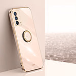 Custodia antiurto in TPU con bordo in oro placcato 6D dritto XINLI con supporto per anello, For OPPO Find X3 Pro, For OPPO K9, For OPPO Reno4