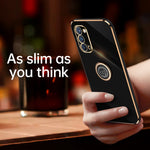 Custodia antiurto in TPU con bordo in oro placcato 6D dritto XINLI con supporto per anello, For OPPO Reno4 Pro, For OPPO Reno4 SE, For OPPO Reno5 4G