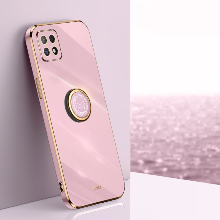 Custodia antiurto in TPU con bordo in oro placcato 6D dritto XINLI con supporto per anello, For OPPO Reno4 Pro, For OPPO Reno4 SE, For OPPO Reno5 4G