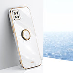 Custodia antiurto in TPU con bordo in oro placcato 6D dritto XINLI con supporto per anello, For OPPO Reno4 Pro, For OPPO Reno4 SE, For OPPO Reno5 4G