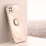 Custodia antiurto in TPU con bordo in oro placcato 6D dritto XINLI con supporto per anello, For OPPO Reno4 Pro, For OPPO Reno4 SE, For OPPO Reno5 4G