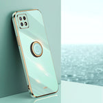 Custodia antiurto in TPU con bordo in oro placcato 6D dritto XINLI con supporto per anello, For OPPO Reno4 Pro, For OPPO Reno4 SE, For OPPO Reno5 4G
