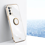 Custodia antiurto in TPU con bordo in oro placcato 6D dritto XINLI con supporto per anello, For OPPO Reno4 Pro, For OPPO Reno4 SE, For OPPO Reno5 4G
