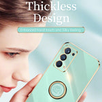 Custodia antiurto in TPU con bordo in oro placcato 6D dritto XINLI con supporto per anello, For OPPO Reno5 Pro, For OPPO Reno5 Pro+, For OPPO Reno6 5G