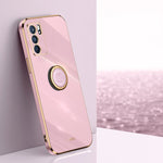 Custodia antiurto in TPU con bordo in oro placcato 6D dritto XINLI con supporto per anello, For OPPO Reno5 Pro, For OPPO Reno5 Pro+, For OPPO Reno6 5G