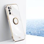 Custodia antiurto in TPU con bordo in oro placcato 6D dritto XINLI con supporto per anello, For OPPO Reno5 Pro, For OPPO Reno5 Pro+, For OPPO Reno6 5G