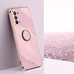 Custodia antiurto in TPU con bordo in oro placcato 6D dritto XINLI con supporto per anello, For OPPO Reno6 Pro 5G, For OPPO Reno6 Pro+ 5G, For OPPO A53