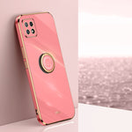 Custodia antiurto in TPU con bordo in oro placcato 6D dritto XINLI con supporto per anello, For OPPO Reno6 Pro 5G, For OPPO Reno6 Pro+ 5G, For OPPO A53