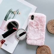 Custodia protettiva peluche con specchio per iPhone