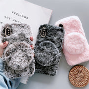 Custodia protettiva peluche con specchio per iPhone