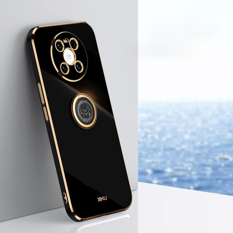 Custodia antiurto in TPU con bordo in oro placcato 6D dritto XINLI con supporto per anello, For Huawei Mate 30, For Huawei Mate 30 Pro, For Huawei Mate 40