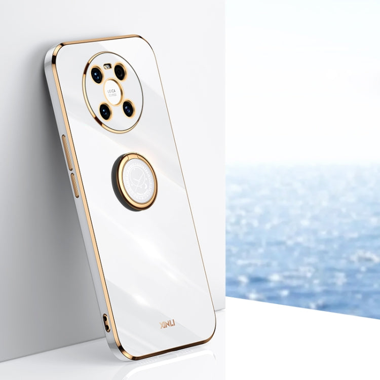 Custodia antiurto in TPU con bordo in oro placcato 6D dritto XINLI con supporto per anello, For Huawei Mate 30, For Huawei Mate 30 Pro, For Huawei Mate 40