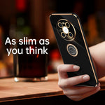 Custodia antiurto in TPU con bordo in oro placcato 6D dritto XINLI con supporto per anello, For Huawei Mate 40 Pro, For Huawei nova 6 5G, For Huawei nova 6 SE