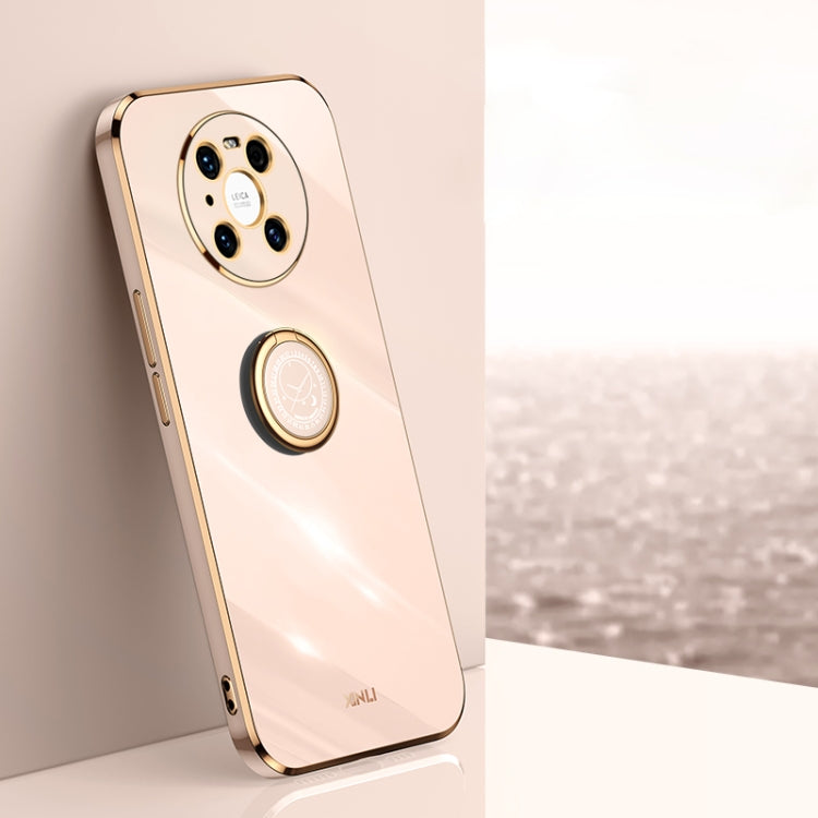 Custodia antiurto in TPU con bordo in oro placcato 6D dritto XINLI con supporto per anello, For Huawei Mate 40 Pro, For Huawei nova 6 5G, For Huawei nova 6 SE
