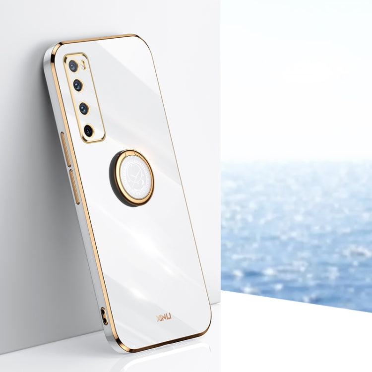 Custodia antiurto in TPU con bordo in oro placcato 6D dritto XINLI con supporto per anello, For Huawei nova 7 5G, For Huawei nova 7 Pro 5G, For Huawei nova 7 SE