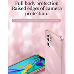 Custodia antiurto in TPU con bordo in oro placcato 6D dritto XINLI con supporto per anello, For Huawei P30, For Huawei P30 Pro, For Huawei P30 Lite