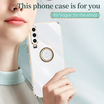 Custodia antiurto in TPU con bordo in oro placcato 6D dritto XINLI con supporto per anello, For Huawei P30, For Huawei P30 Pro, For Huawei P30 Lite