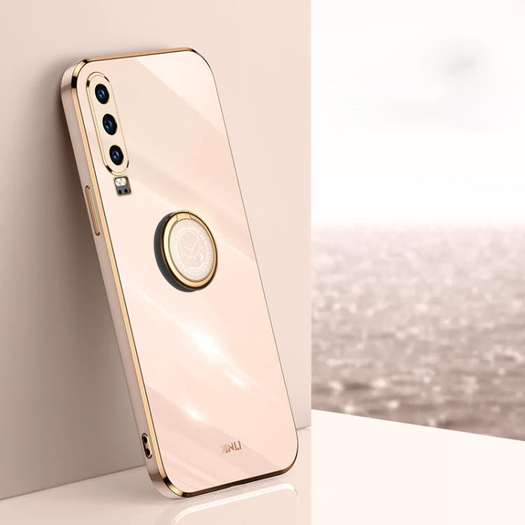 Custodia antiurto in TPU con bordo in oro placcato 6D dritto XINLI con supporto per anello, For Huawei P30, For Huawei P30 Pro, For Huawei P30 Lite