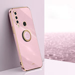 Custodia antiurto in TPU con bordo in oro placcato 6D dritto XINLI con supporto per anello, For Huawei P30, For Huawei P30 Pro, For Huawei P30 Lite