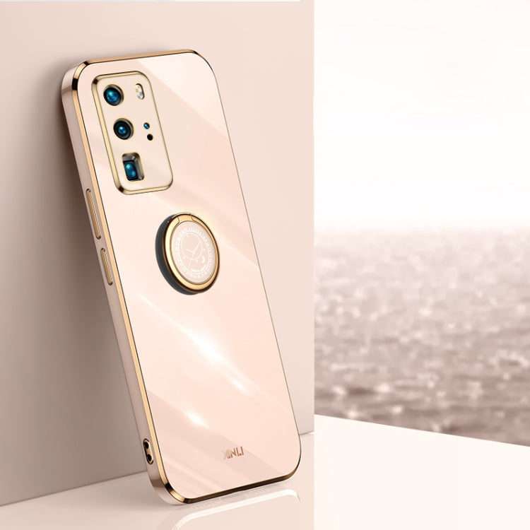 Custodia antiurto in TPU con bordo in oro placcato 6D dritto XINLI con supporto per anello, For Huawei P40, For Huawei P40 Pro, For Honor 20