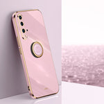 Custodia antiurto in TPU con bordo in oro placcato 6D dritto XINLI con supporto per anello, For Huawei P40, For Huawei P40 Pro, For Honor 20