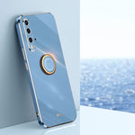 Custodia antiurto in TPU con bordo in oro placcato 6D dritto XINLI con supporto per anello, For Huawei P40, For Huawei P40 Pro, For Honor 20