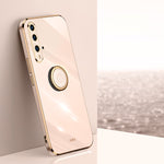Custodia antiurto in TPU con bordo in oro placcato 6D dritto XINLI con supporto per anello, For Huawei P40, For Huawei P40 Pro, For Honor 20