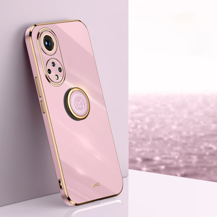 Custodia antiurto in TPU con bordo in oro placcato 6D dritto XINLI con supporto per anello, For Honor 50 Pro