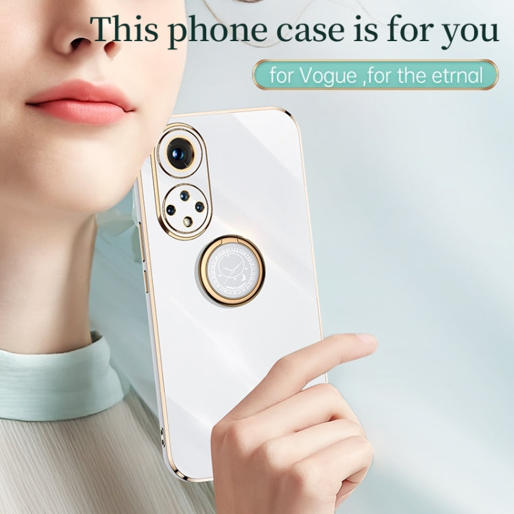 Custodia antiurto in TPU con bordo in oro placcato 6D dritto XINLI con supporto per anello, For Honor 50 Pro
