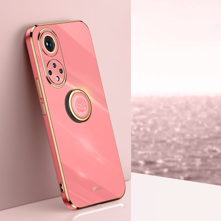 Custodia antiurto in TPU con bordo in oro placcato 6D dritto XINLI con supporto per anello, For Honor 50 Pro