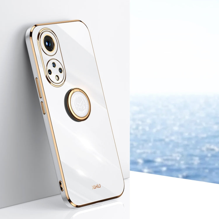 Custodia antiurto in TPU con bordo in oro placcato 6D dritto XINLI con supporto per anello, For Honor 50 Pro