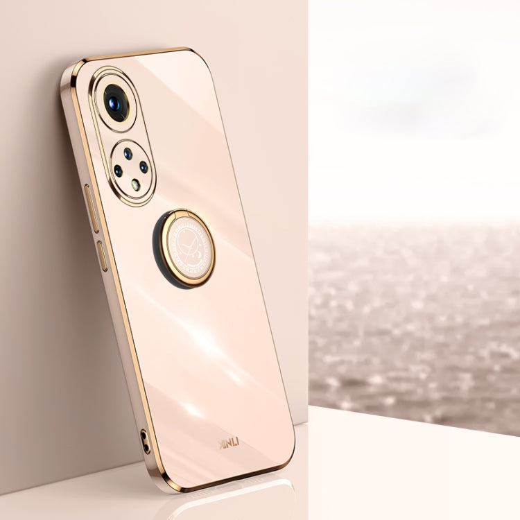 Custodia antiurto in TPU con bordo in oro placcato 6D dritto XINLI con supporto per anello, For Honor 50 Pro
