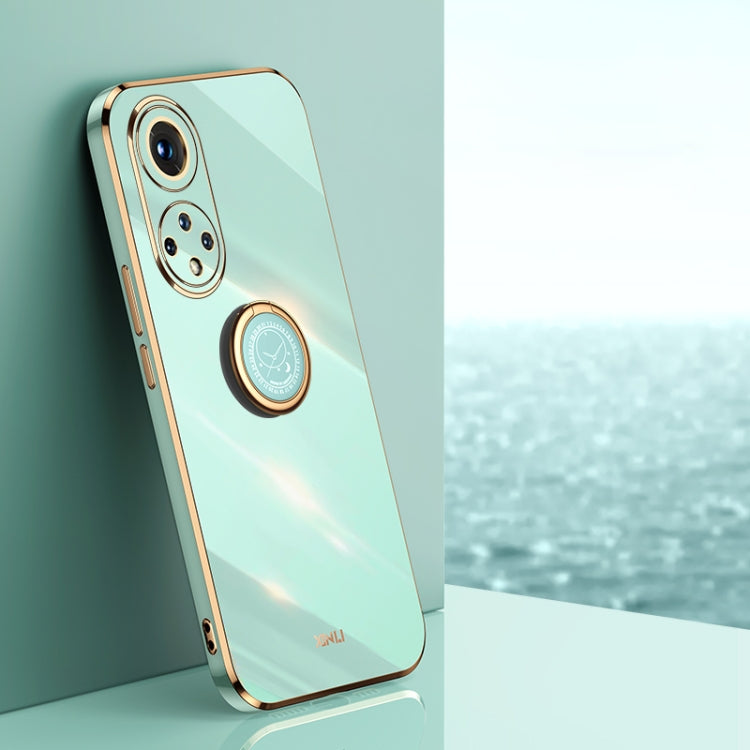Custodia antiurto in TPU con bordo in oro placcato 6D dritto XINLI con supporto per anello, For Honor 50 Pro
