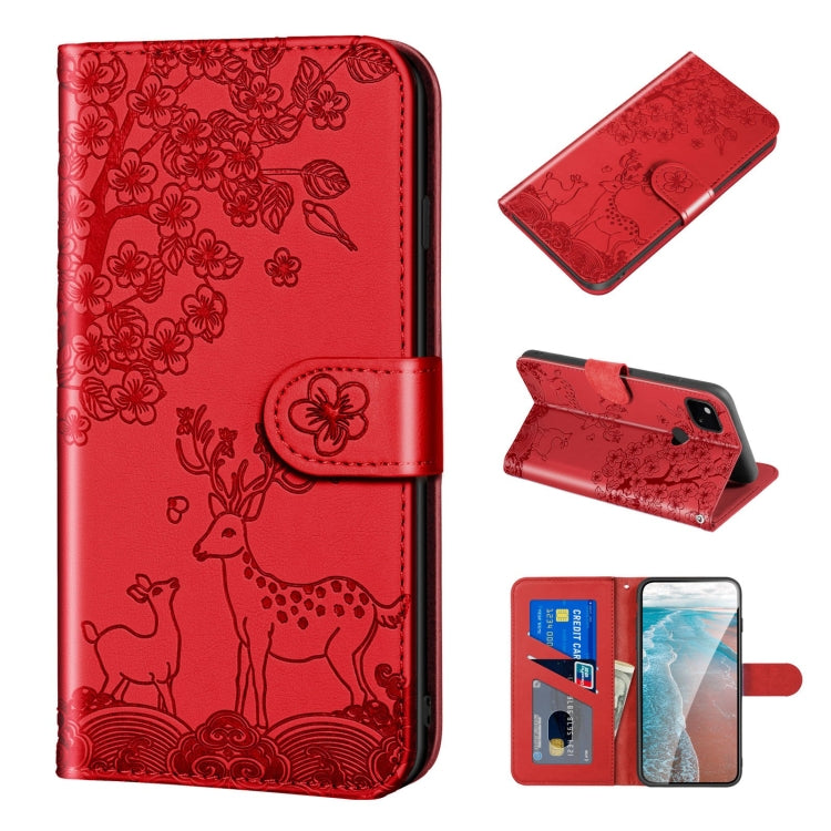 Sika Deer Embossing Pattern Custodia in pelle PU a vibrazione orizzontale con supporto, slot per schede, portafoglio e cornice per foto, For Google Pixel 4a, For Google Pixel 4a 5G, For Google Pixel 5, For Google Pixel 6, For Sony Xperia 5 II          ...